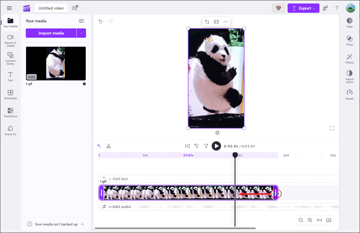 Trim a GIF using Microsoft Clipchamp