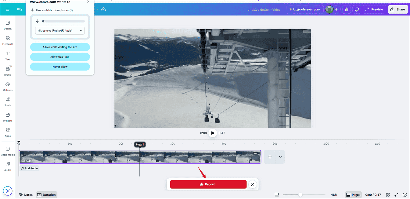 Record a voiceover for your video with Canva