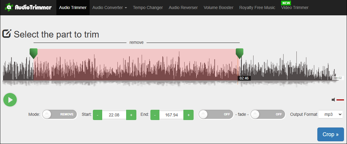 Trim an AMR file with AudioTrimmer.com
