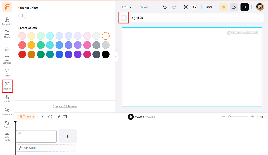 Go to Image and choose a background color for the PNG files in FlexClip