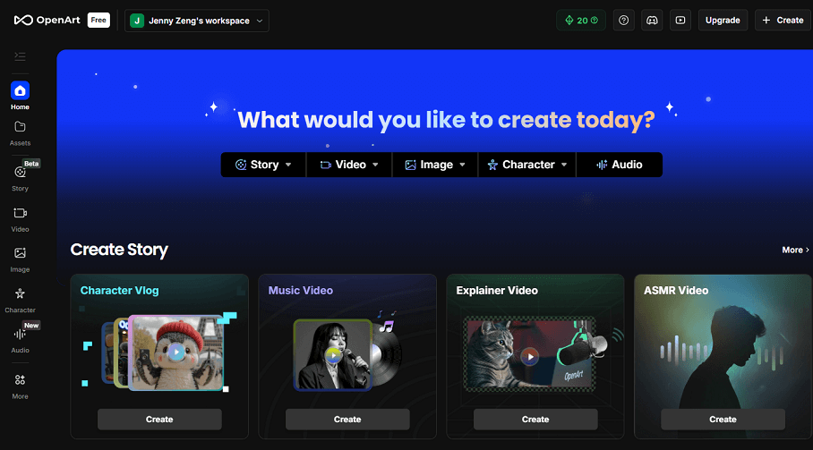 The interface of OpenArt