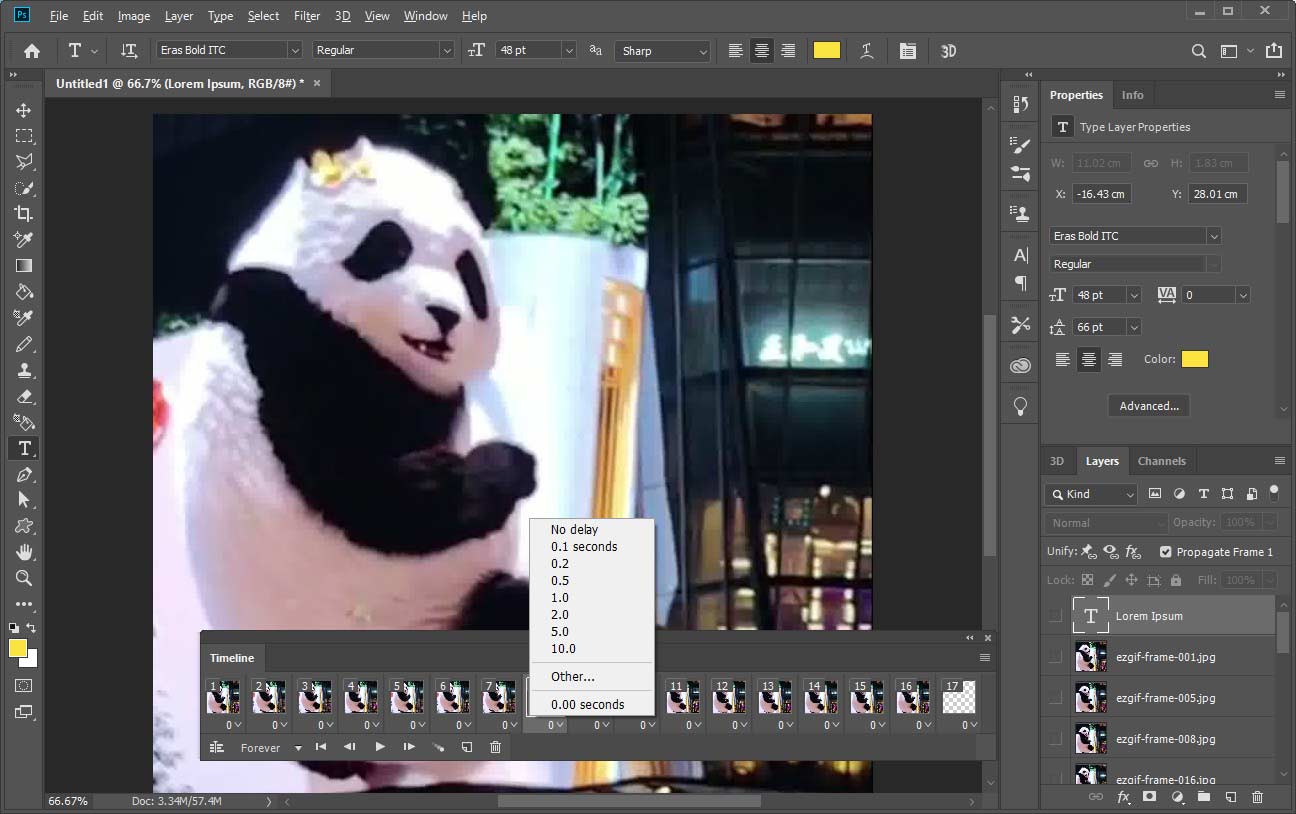 Set the display time of each frame in Photoshop