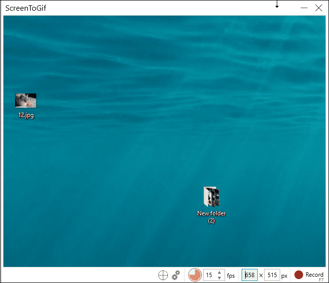 Choose the recording area in ScreenToGif