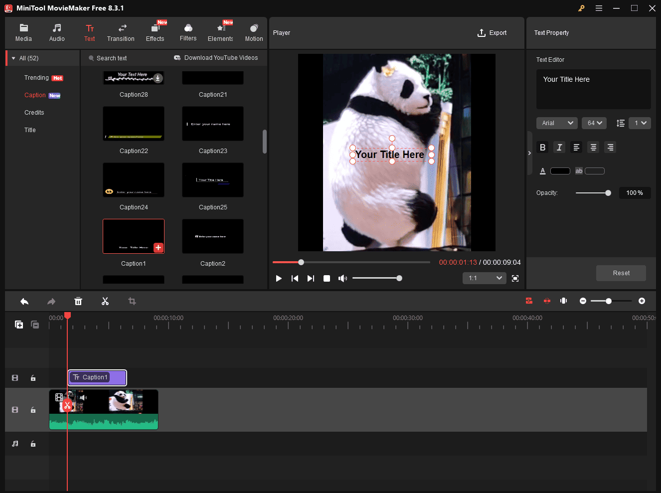 Add and edit the text in MiniTool MovieMaker