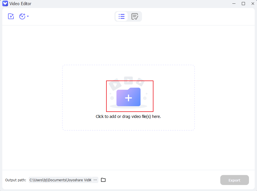 Click the + icon to import the OGV video to Joyoshare VidiKit