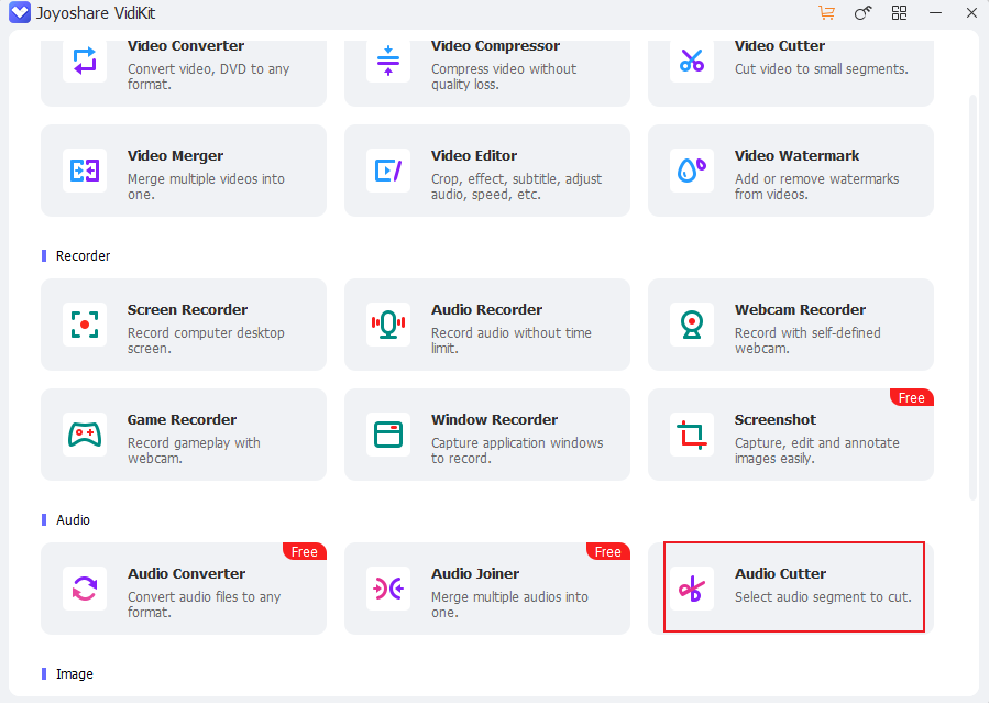 Choose Audio Cutter in Joyoshare VidiKit