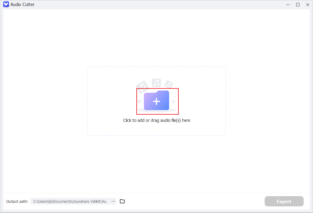 Click the + icon to import the M4B file to Joyoshare VidiKit