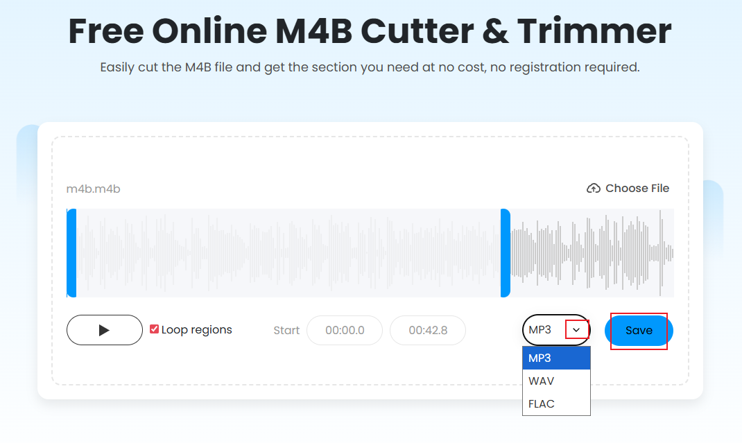 Choose an output format and click Save in Fineshare