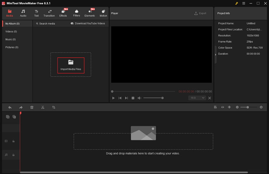 Importieren des Videos in MiniTool MovieMaker