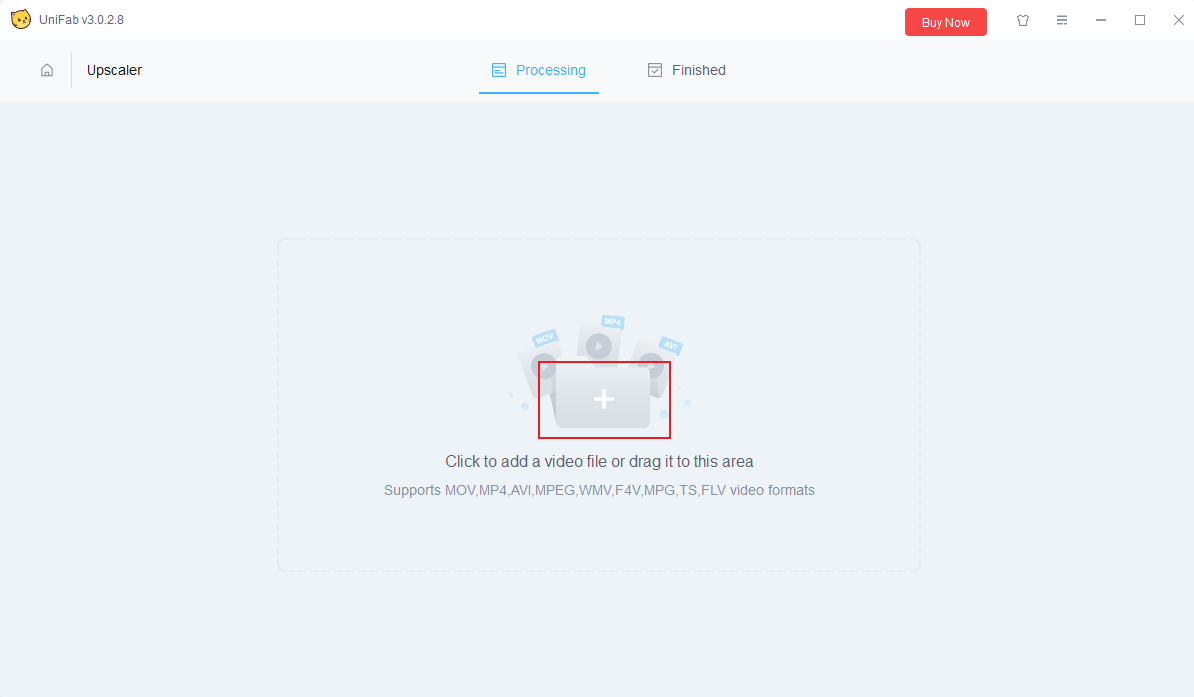Click the + icon to import the target video to UniFab