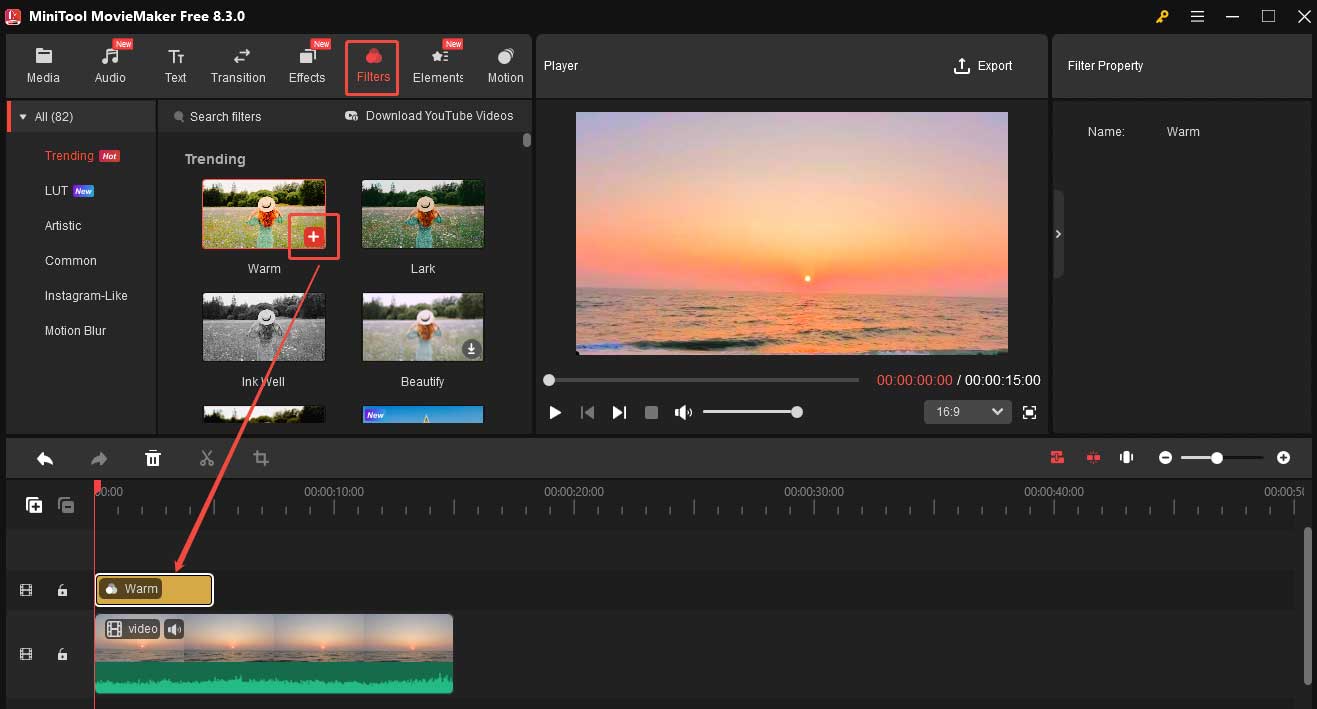 MiniTool MovieMakerで動画にフィルターを追加する