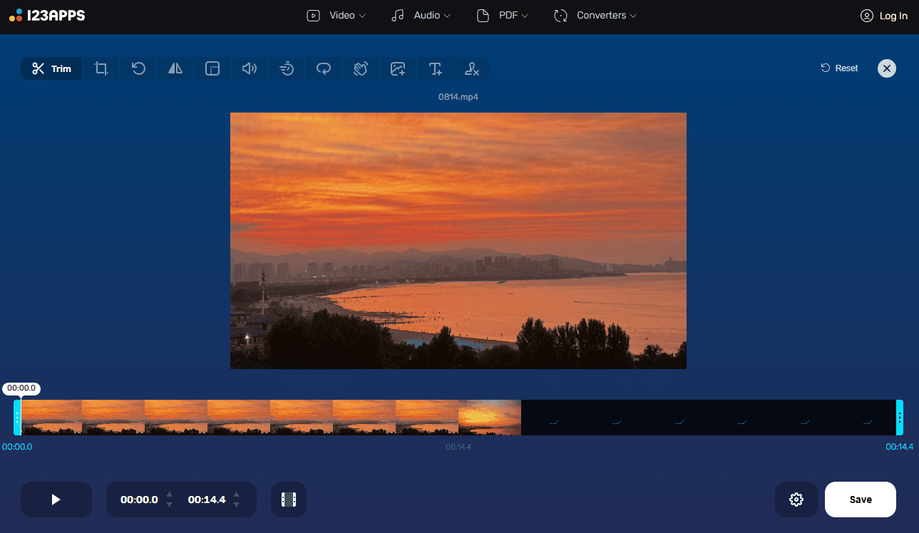 The editing page of Online Video Cutter