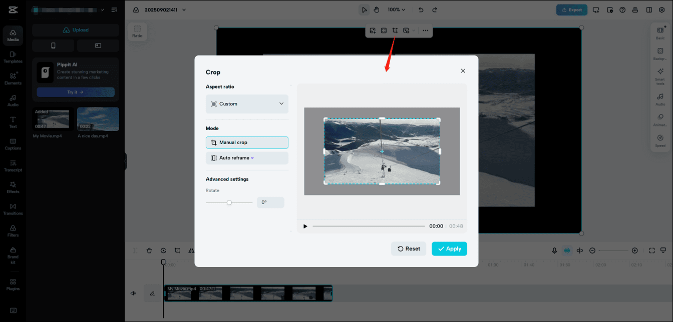 Crop a video to remove black bars using CapCut