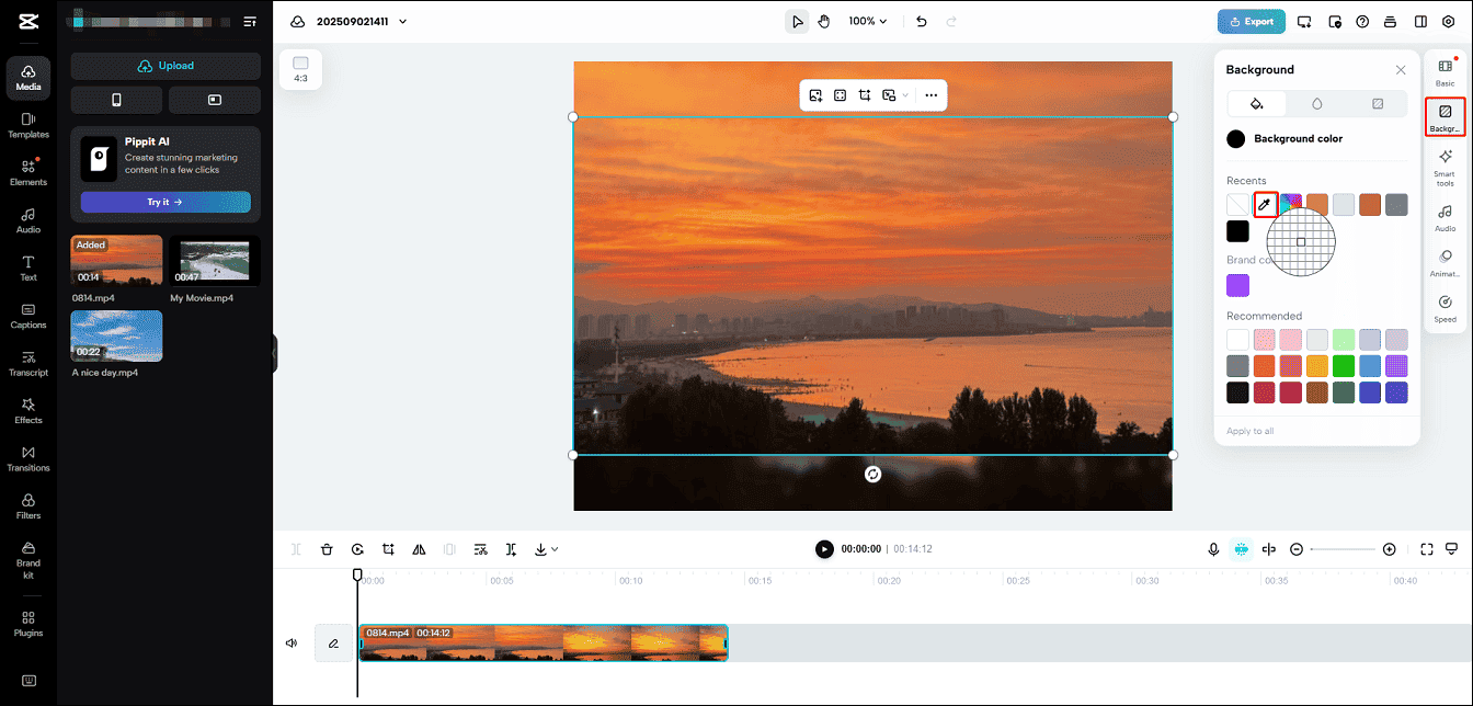 Add background fill to video to remove black bars with CapCut