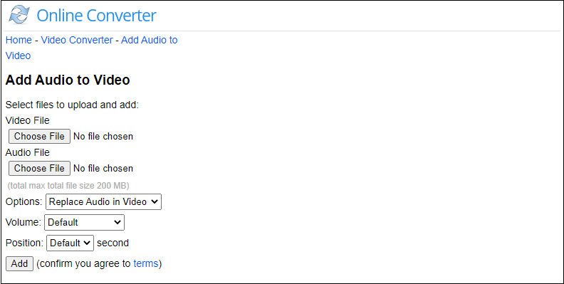 Online Converterを使ってオンラインで動画の音声を差し替え