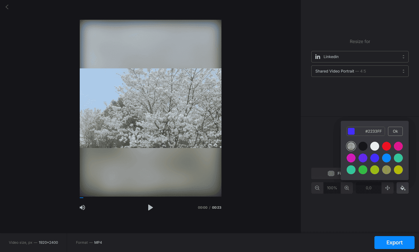 Add a background to remove black bars on Clideo
