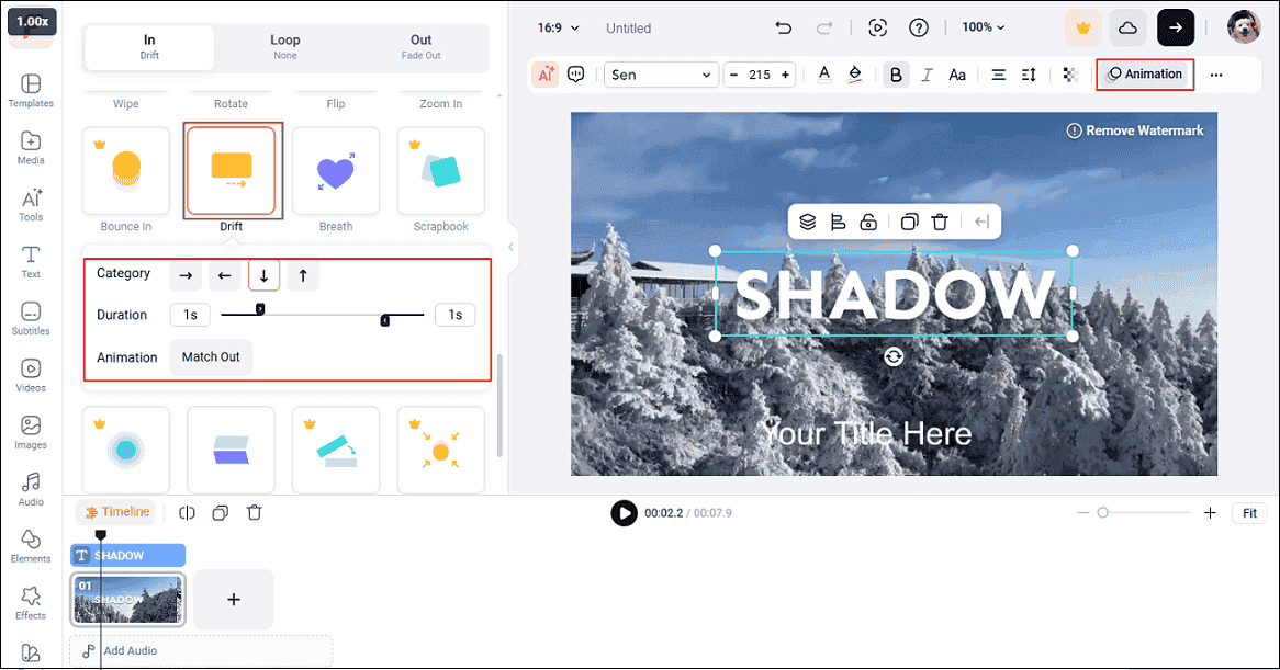 Scroll the text in FlexClip