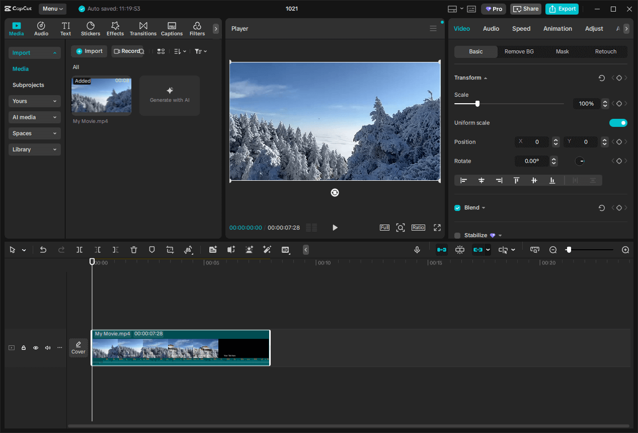 CapCut’s user interface