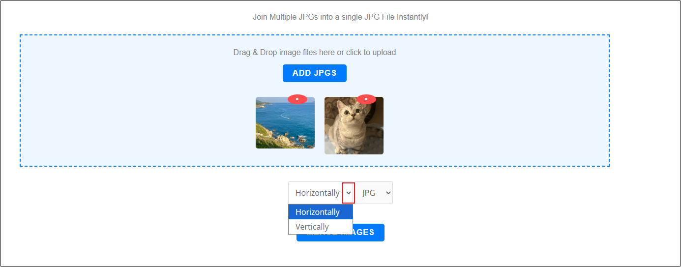 Choose the image layout in Merge JPG