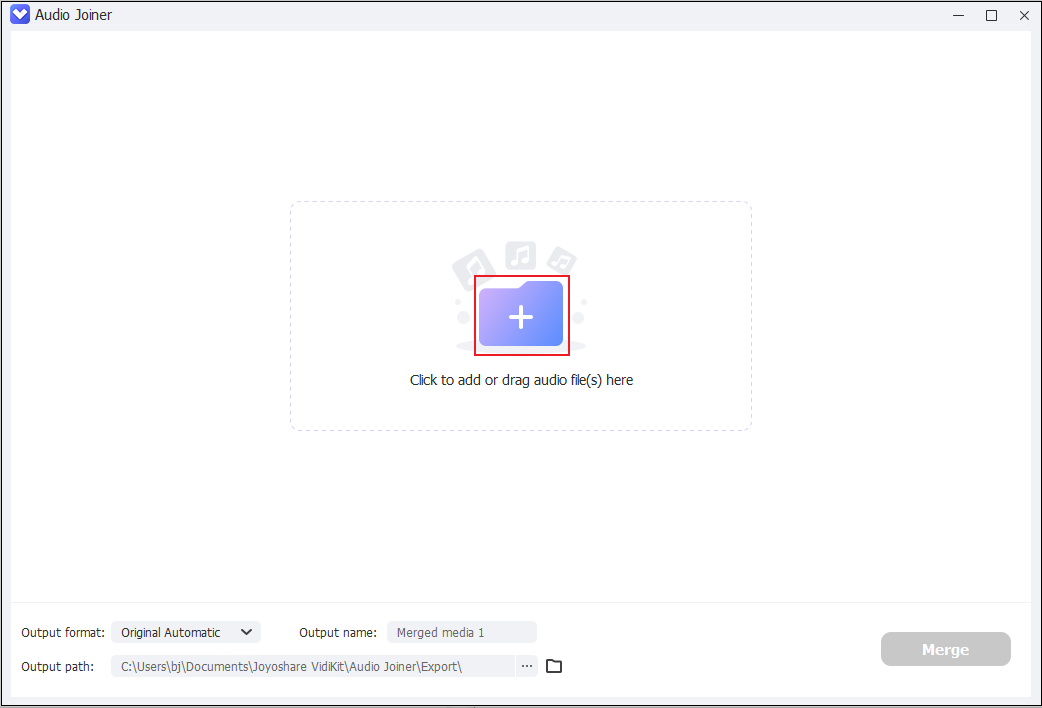 Click the + option to import the M4B files to Joyoshare VidiKit