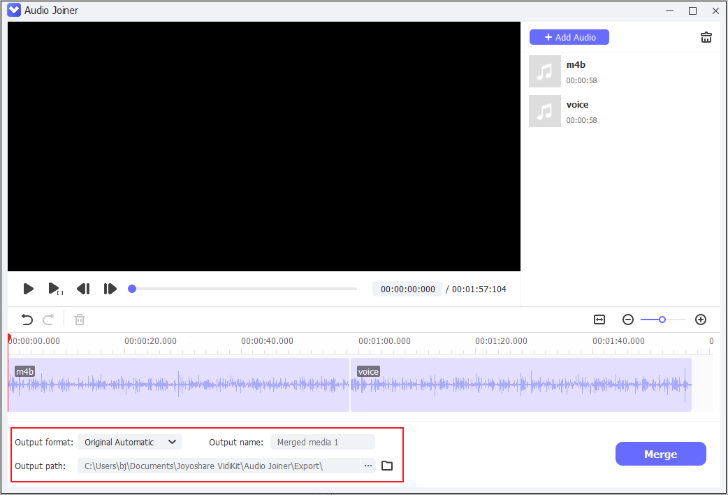 Set settings for the audio file in Joyoshare VidiKit