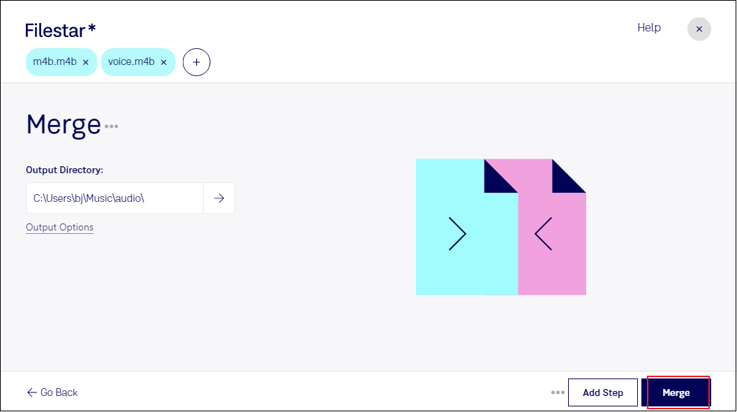 Click Merge in Filestar to combine and export the file
