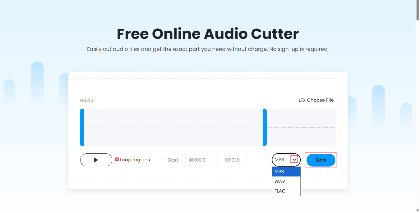 Choose the desired format and click Save in Fineshare
