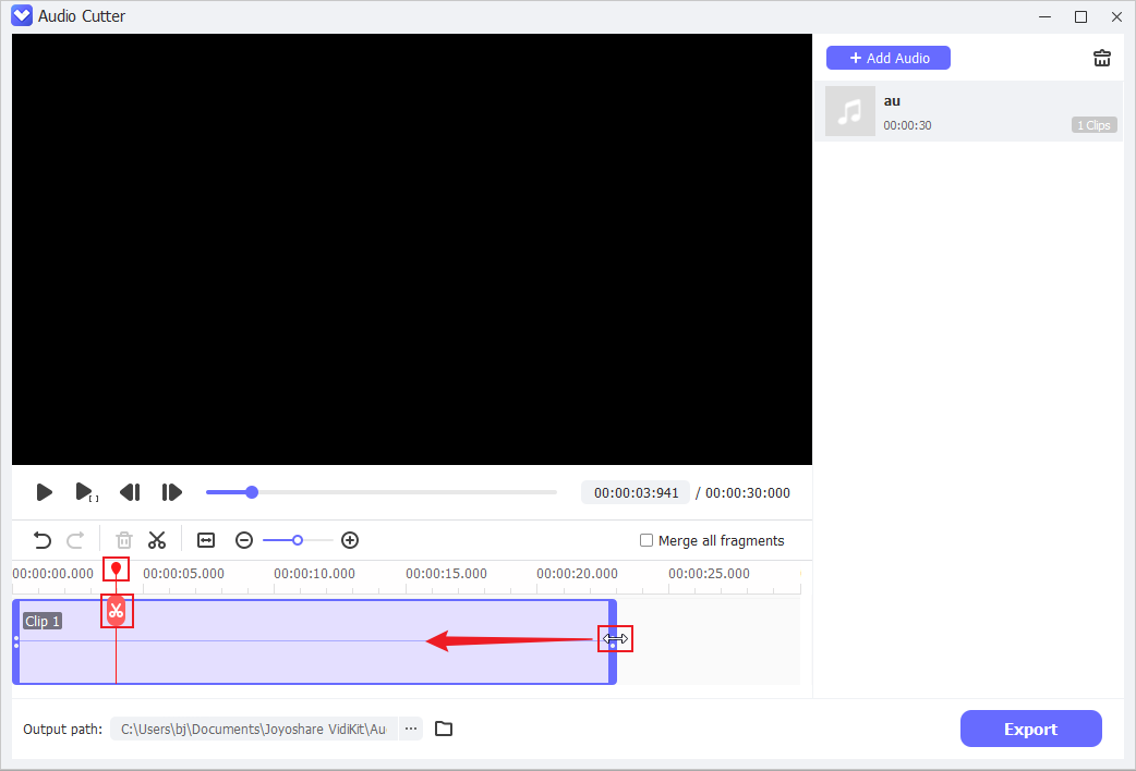 Edit the AU file in Joyoshare VidiKit