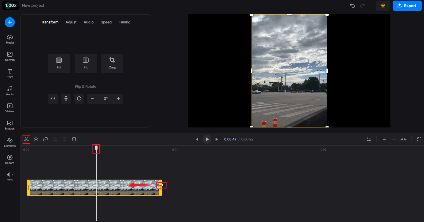 Edit the MXF video in Clideo