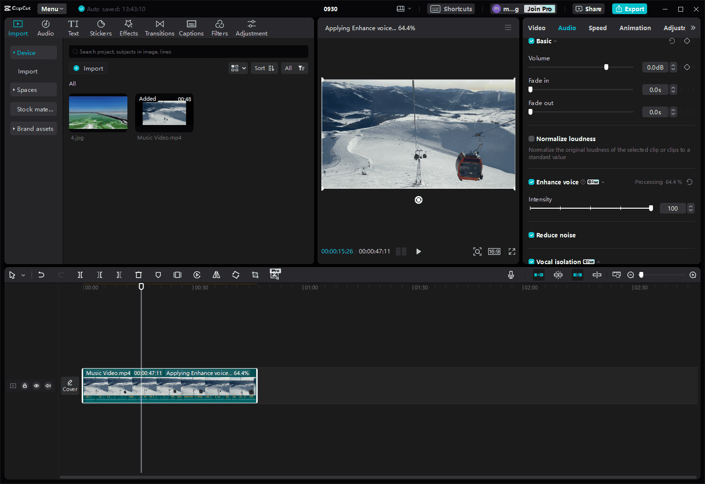 The audio editing options in CapCut