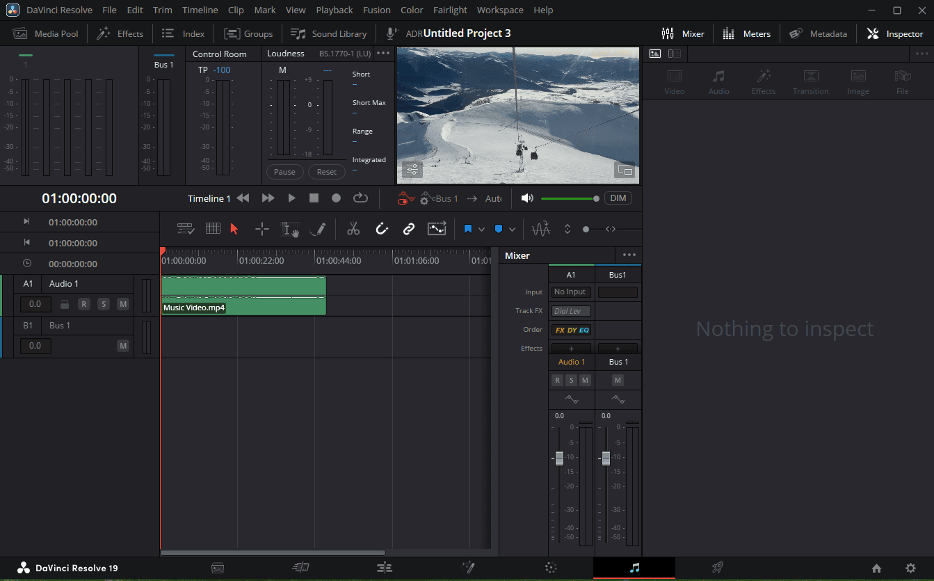 The audio editing page in DaVinci Resolve