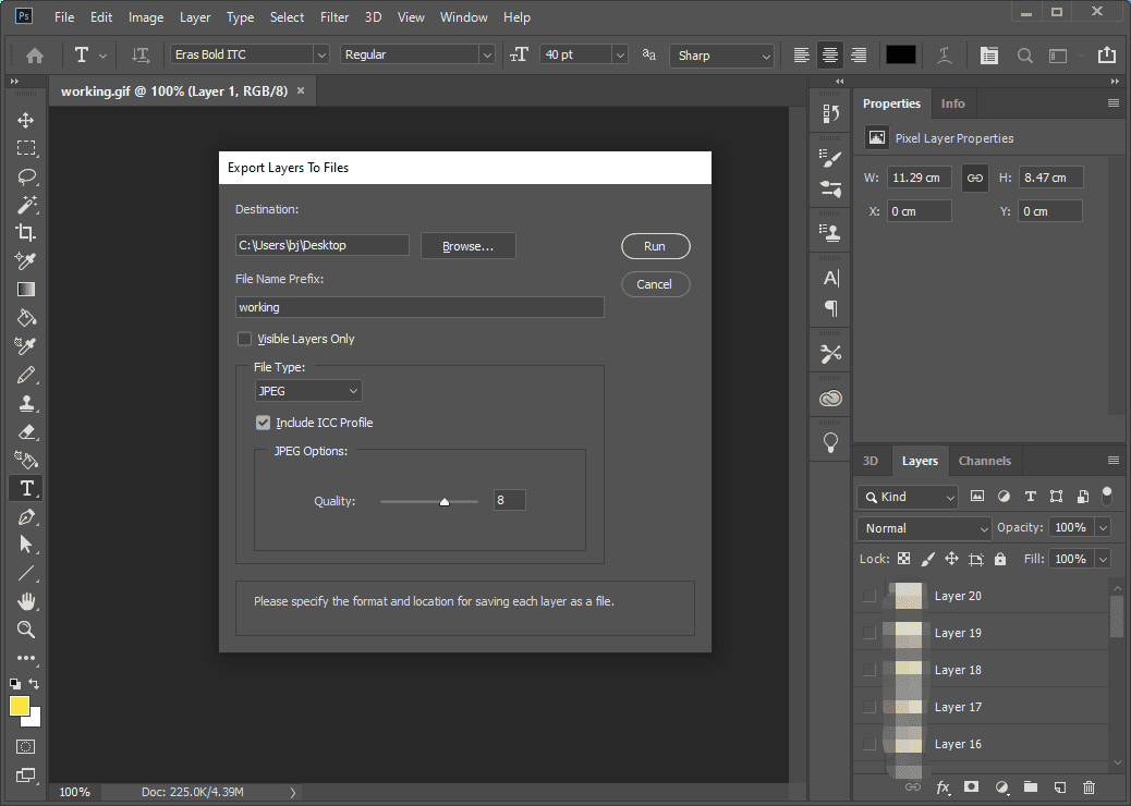 Extract frames from a GIF using Photoshop