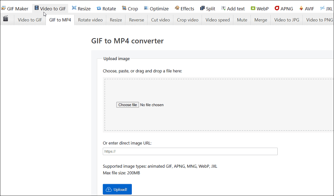 Ezgif’s GIF to MP4 Converter