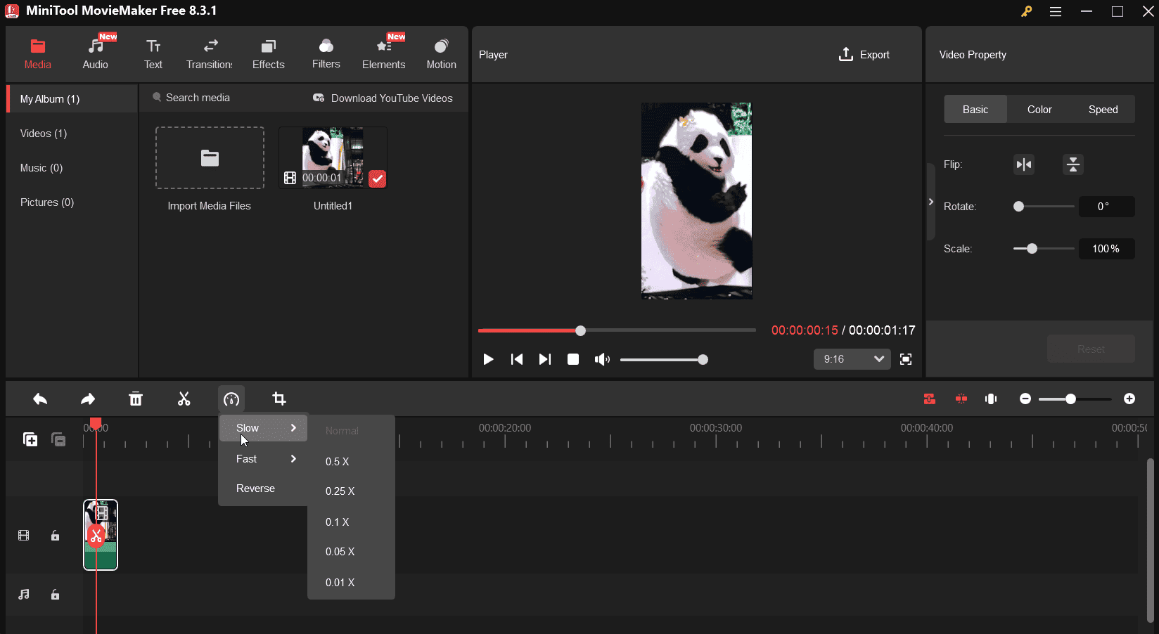 Slow down a GIF in MiniTool MovieMaker