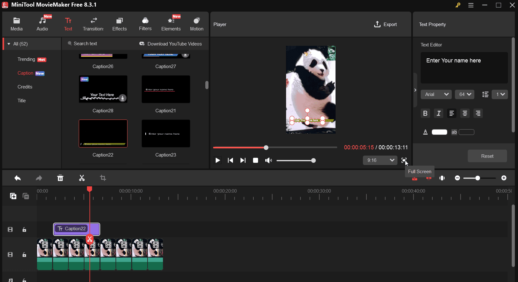 Add and edit captions in MiniTool MovieMaker