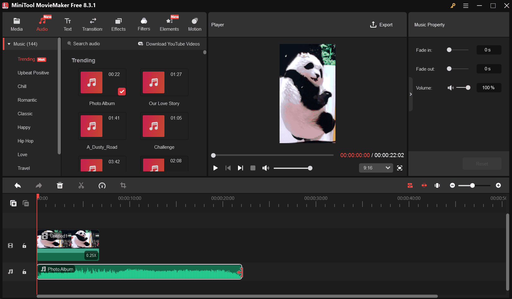 Add and edit the audio for the video in MiniTool MovieMaker