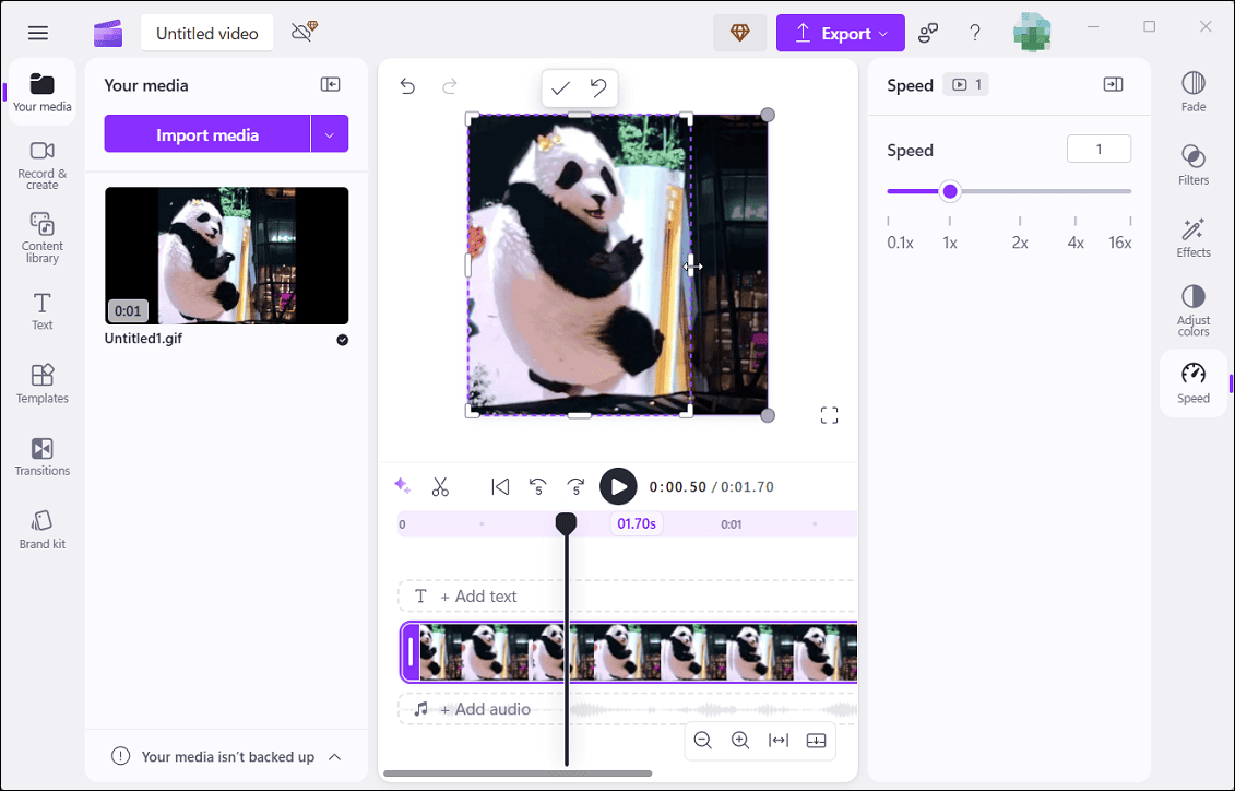 Crop the video in Microsoft Clipchamp