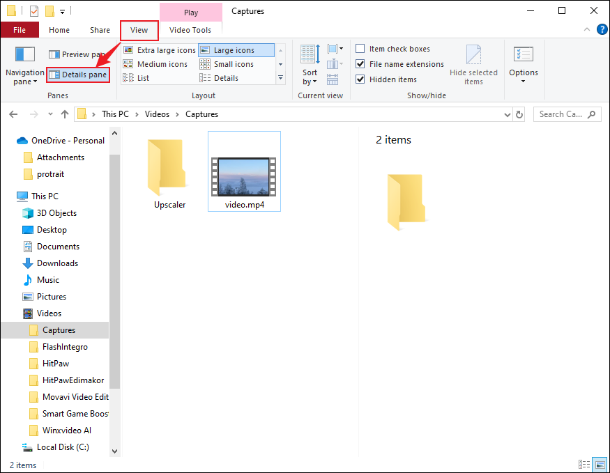 Choose the View option and click Details pane in File Explorer