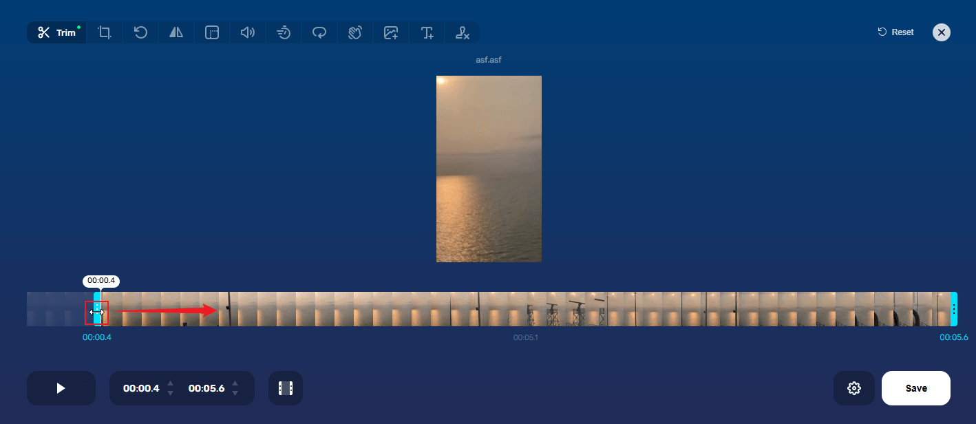 Trim the ASF video in Online Video Cutter