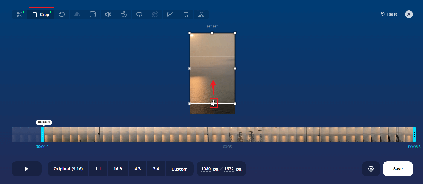 Crop the ASF video in Online Video Cutter