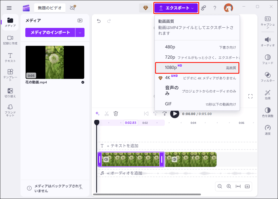 解像度を選択し、「コンピューターに保存」をクリックして動画を保存