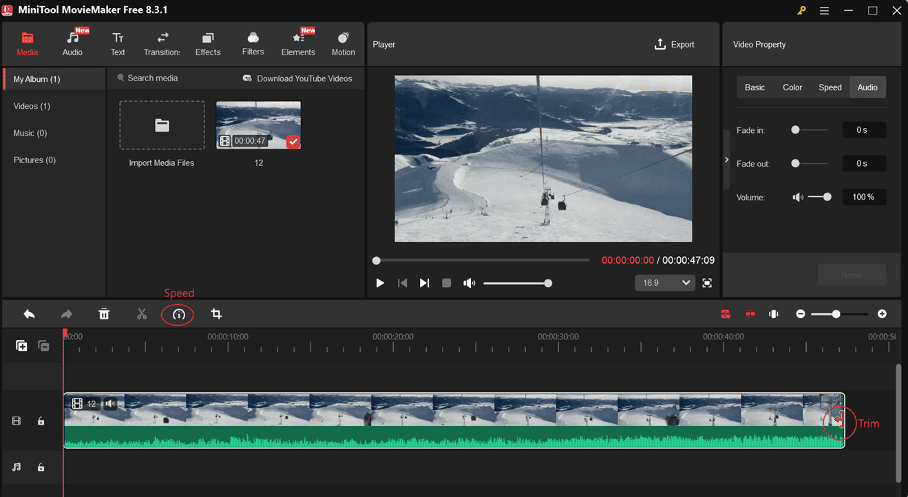 Edit the video in MiniTool MovieMaker