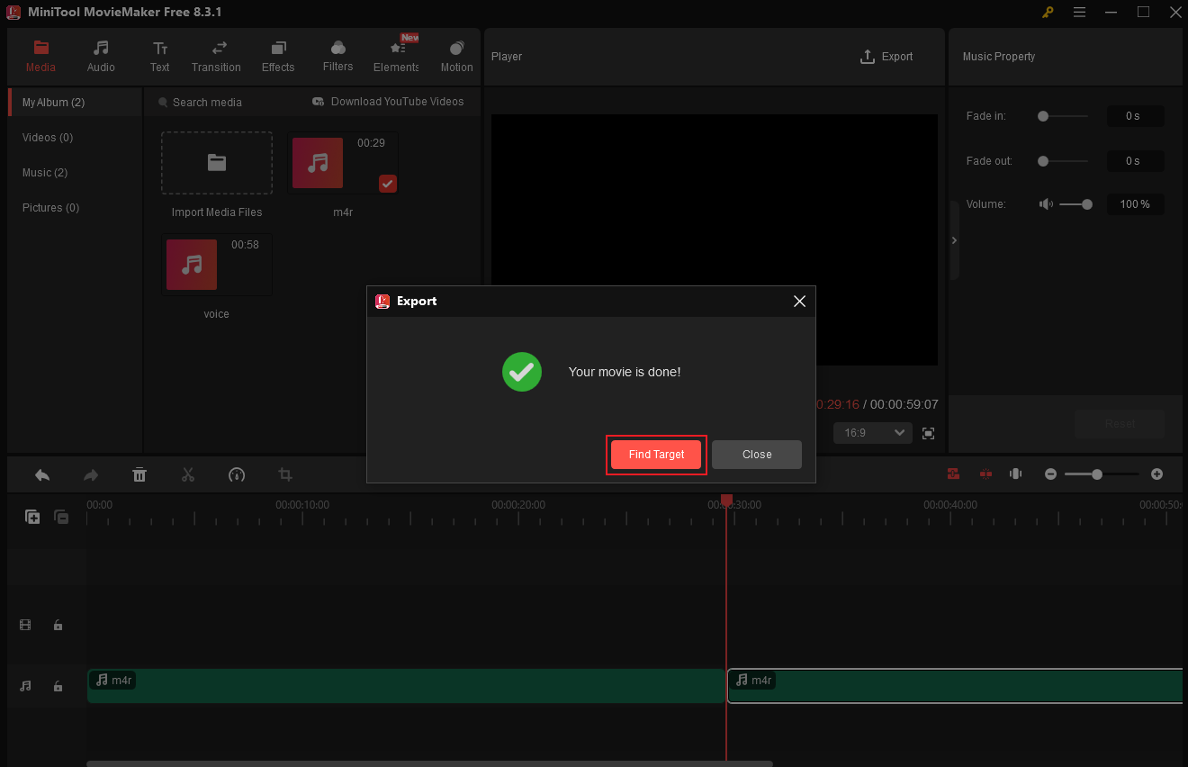 Split, trim, fade in/out, or change the audio volume in MiniTool MovieMaker