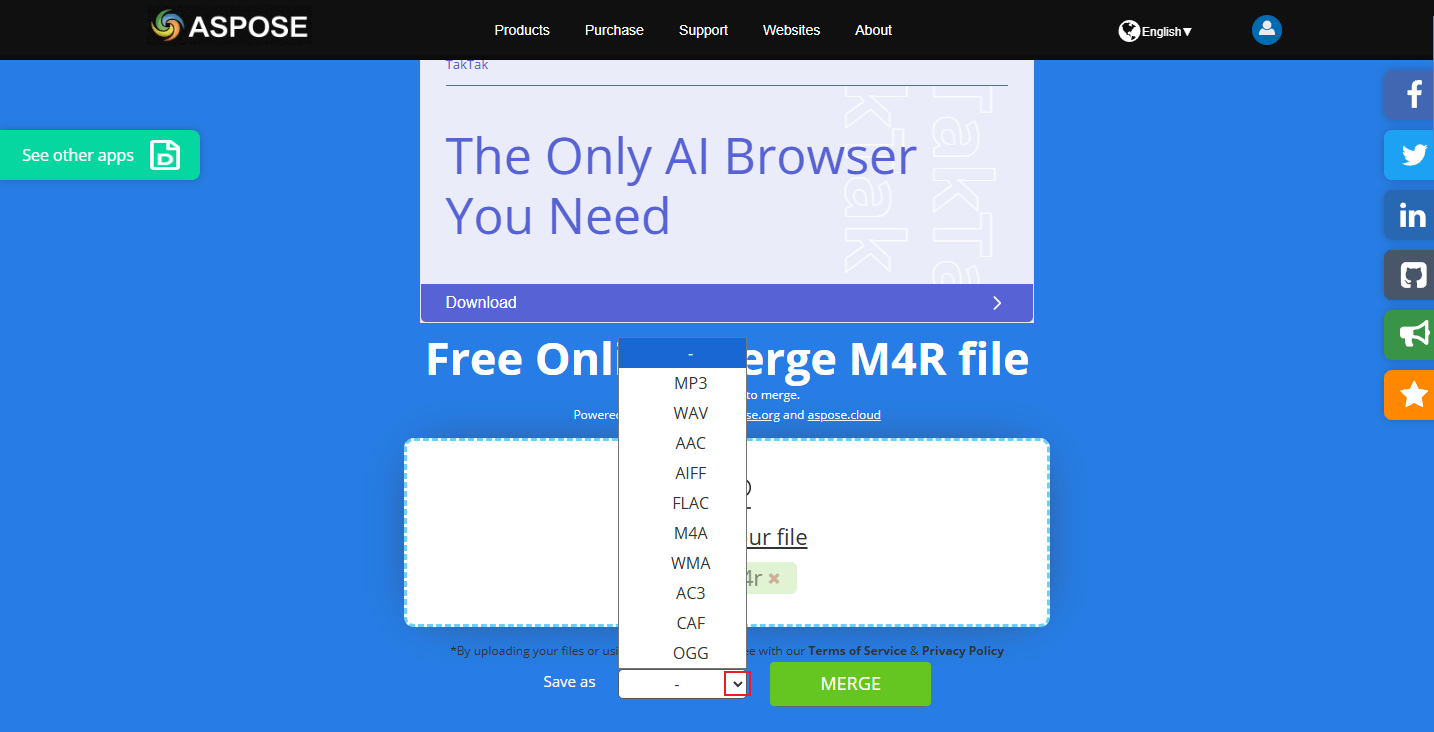 Choose an output format in Aspose