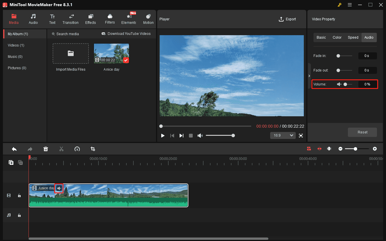 Mute an MP4 in MiniTool MovieMaker
