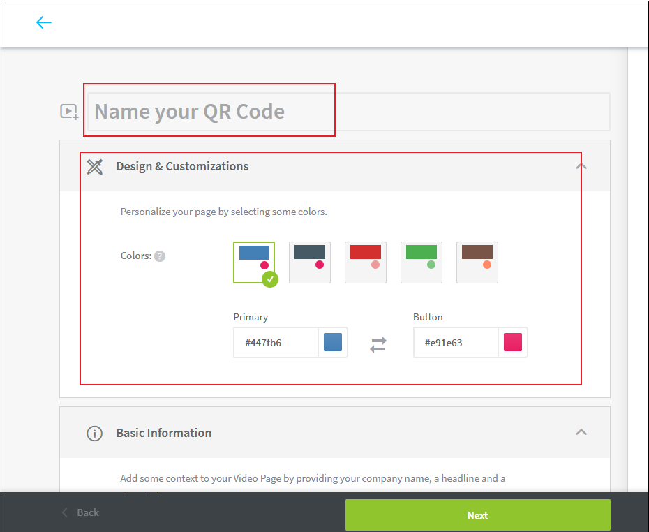 Name and design the QR code in QR Code Generator