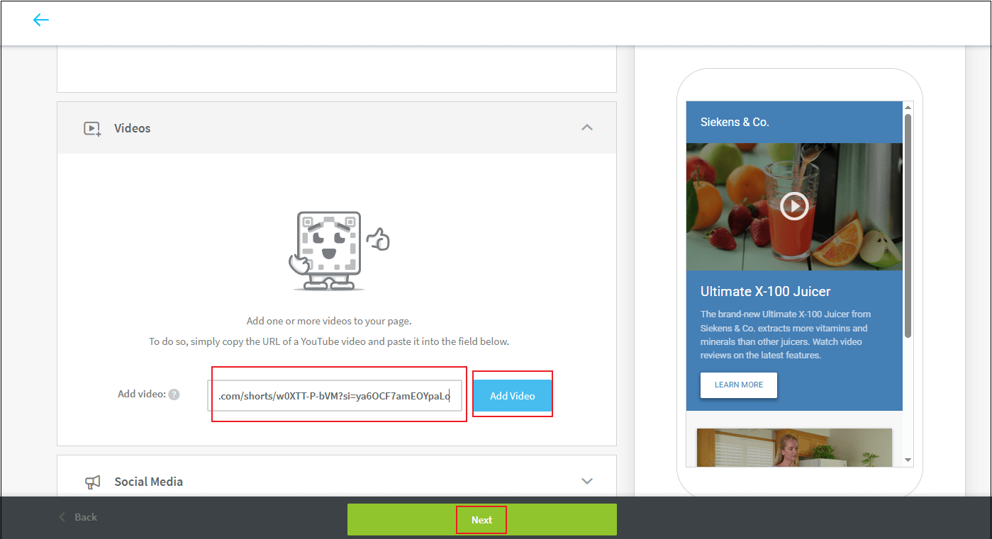 Add video URL to QR Code Generator