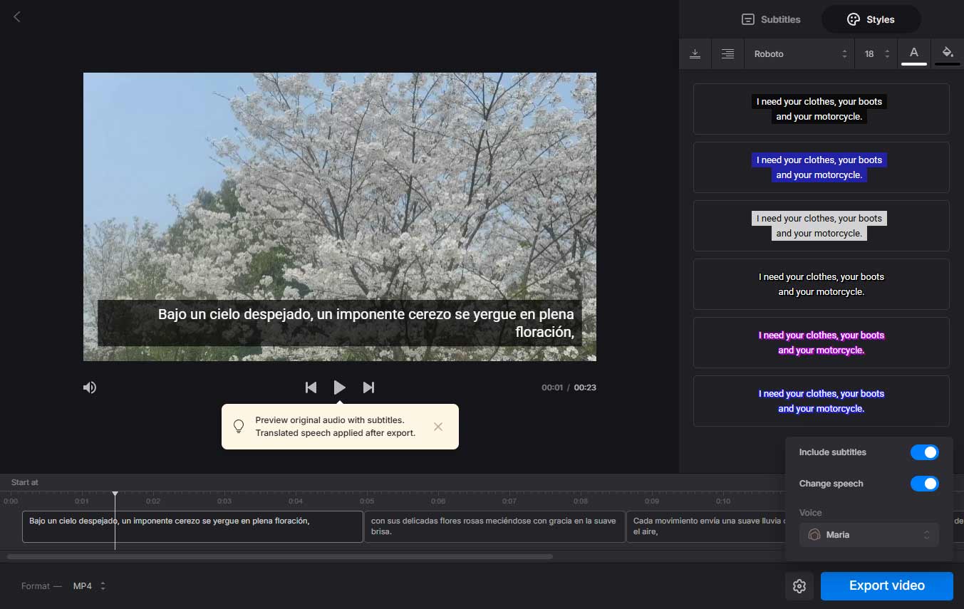 Exportieren Sie das Video aus Clideo