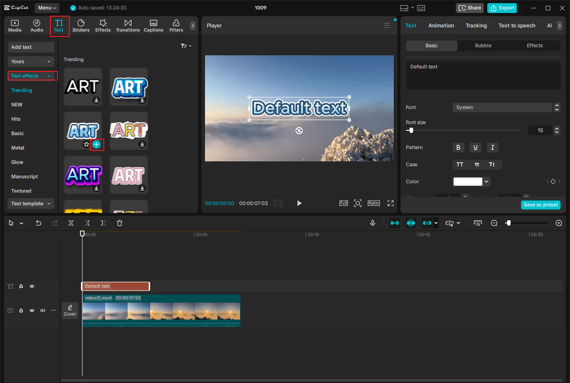Overlay text on the video in CapCut