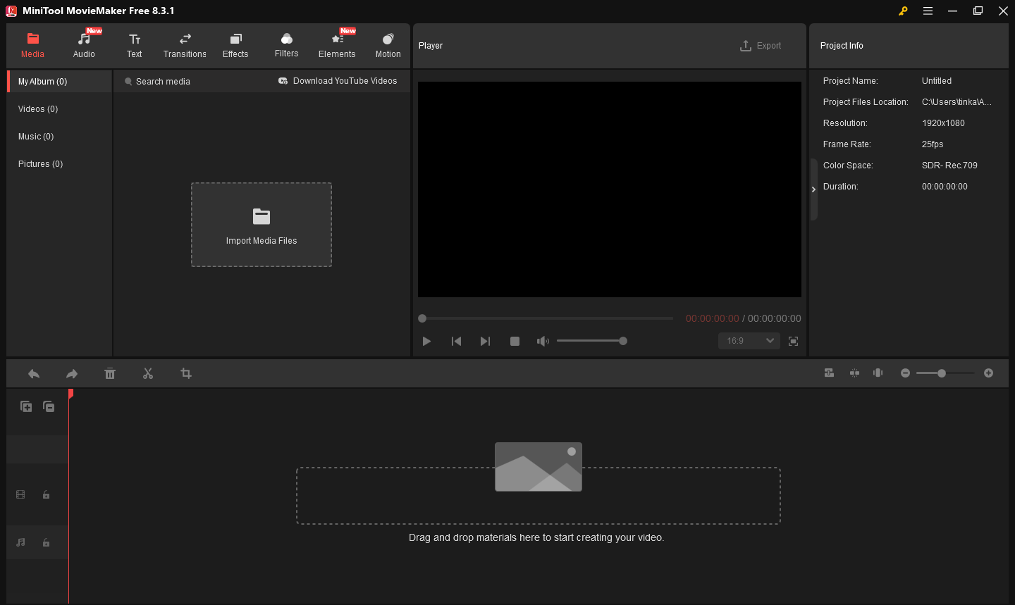 MiniTool MovieMakerのUI
